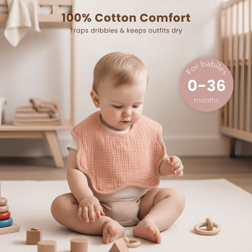 Konssy Muslin Baby Bibs soft texture closeup highlights gentle comfort for delicate skin.