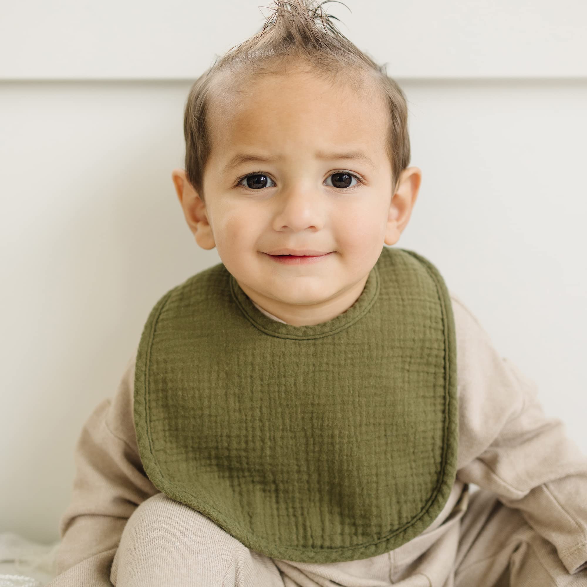 Konssy Muslin Baby Bibs washable back for quick cleanups and reuse