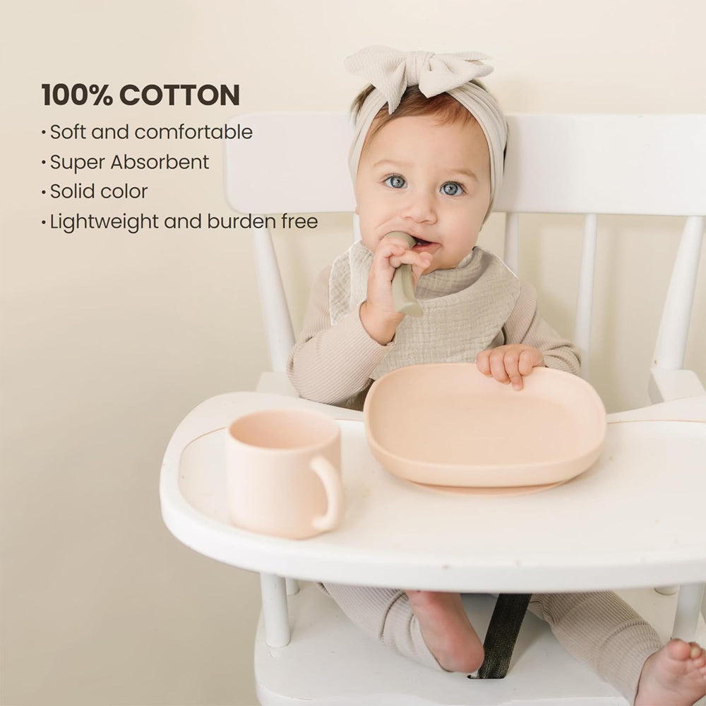 Konssy Muslin Baby Bibs washable durable for easy cleanup.
