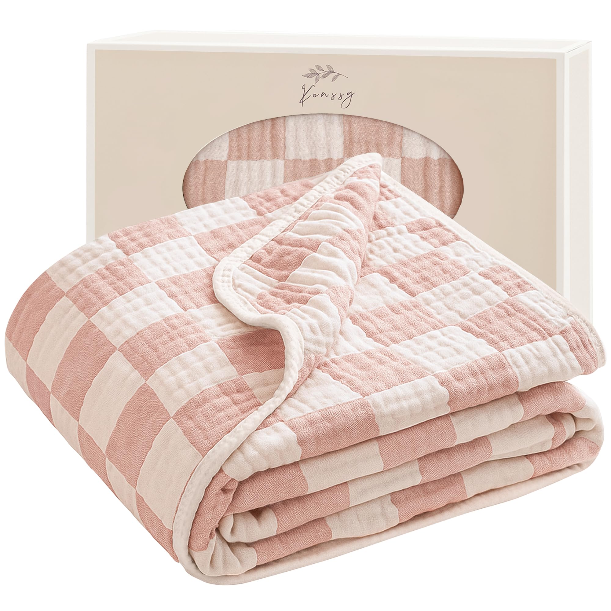 Konssy Muslin Baby Blanket folded for cozy portability