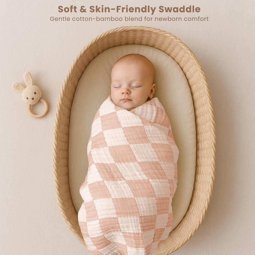 Konssy Muslin Baby Blanket used as tummy time mat for soft support