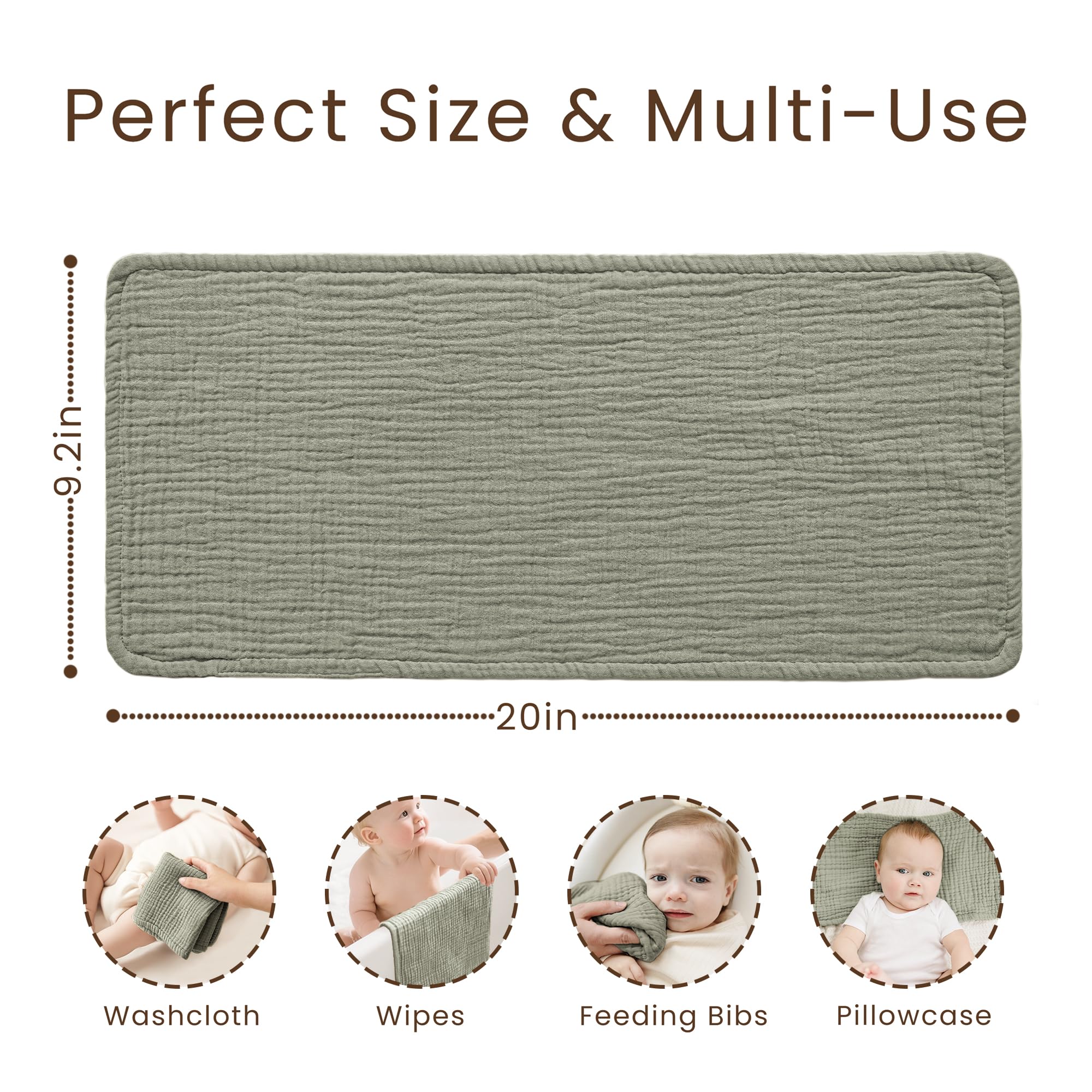 Konssy baby washcloth multi-use for burping and cleaning.