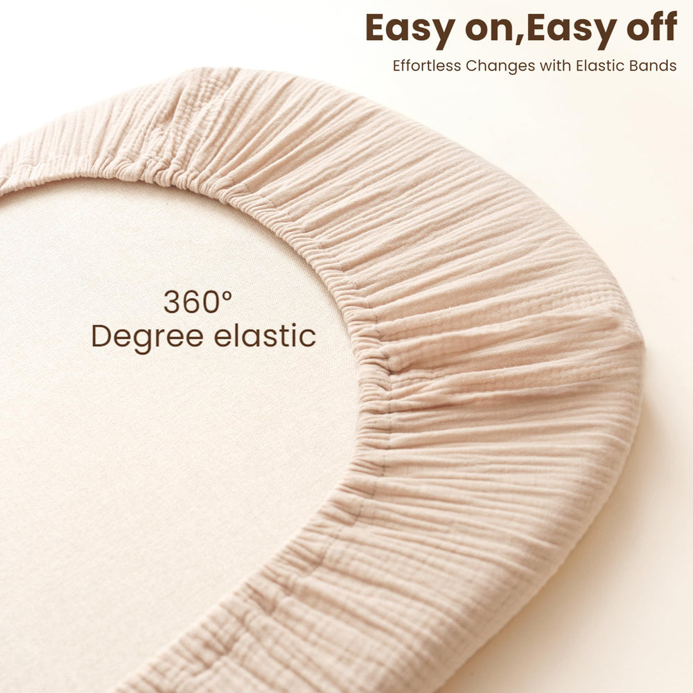 Konssy muslin bassinet sheets are machine washable for easy care.