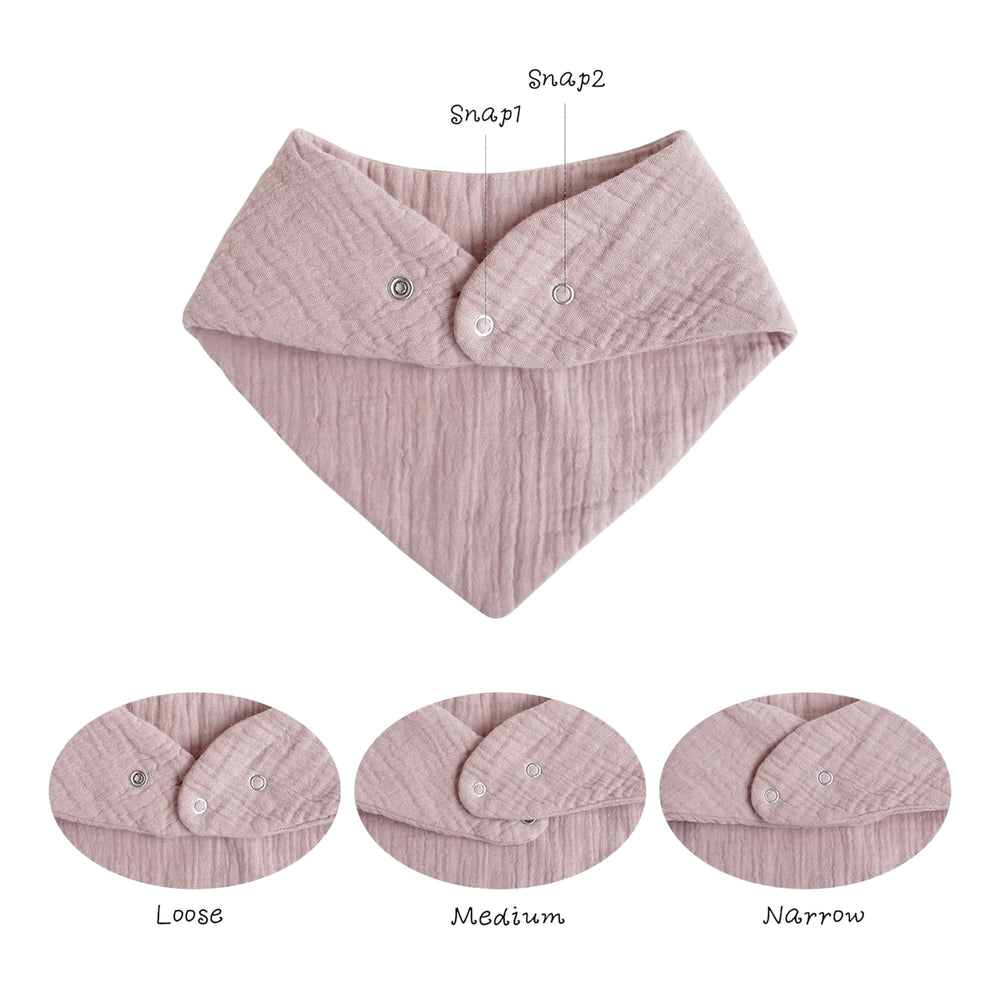 Konssy Muslin Bibs absorbent-muslin fabric keeps outfits clean during drool and spit-ups.