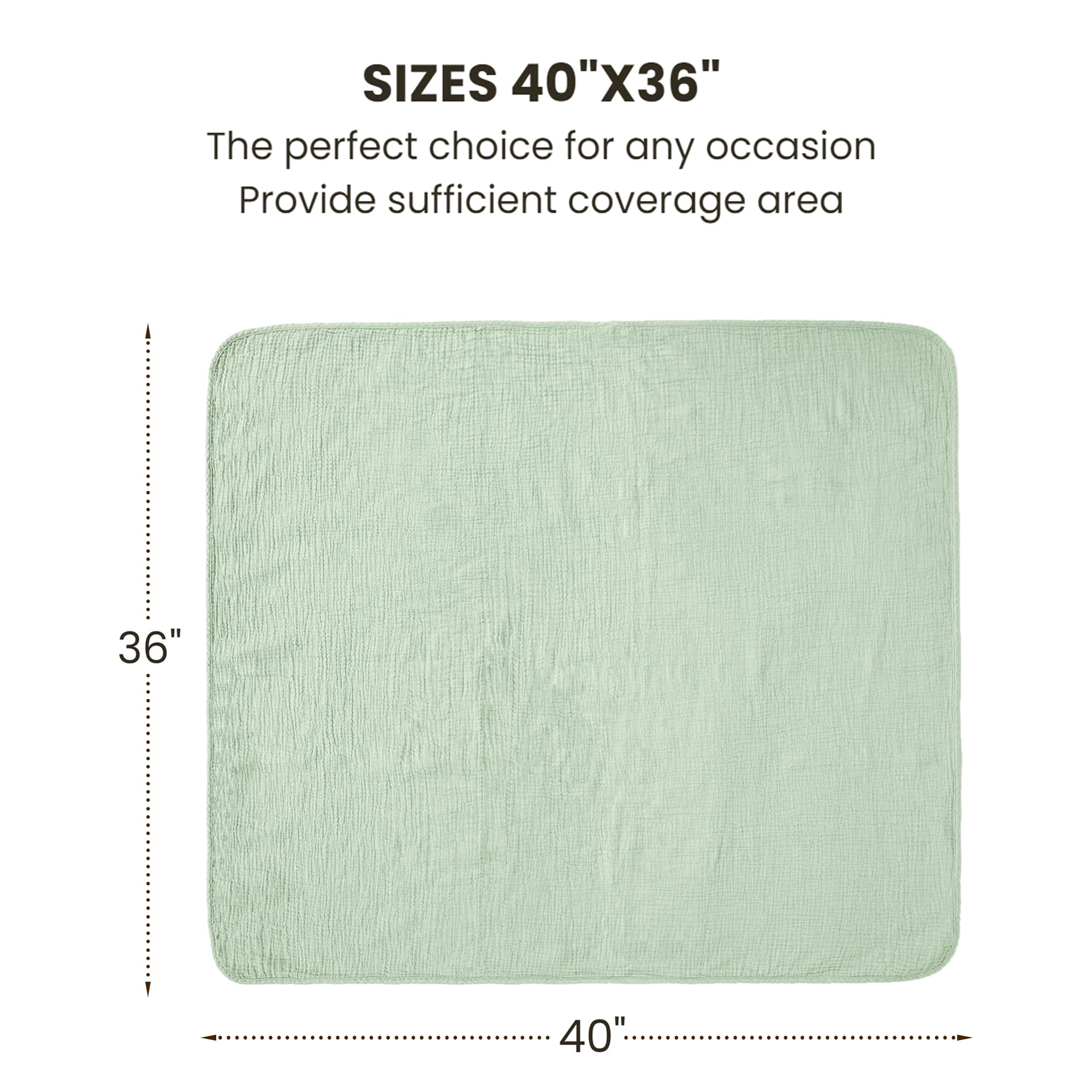 Konssy muslin blanket 40x36-inch size laid out for toddler snuggle time.