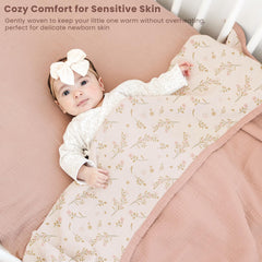 Konssy Muslin Blanket coverage 47x47 demonstrates ample size for cuddling and naps.