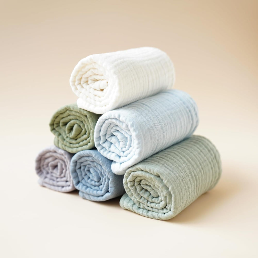 Konssy muslin burp cloths packaging presentation, gift-ready.