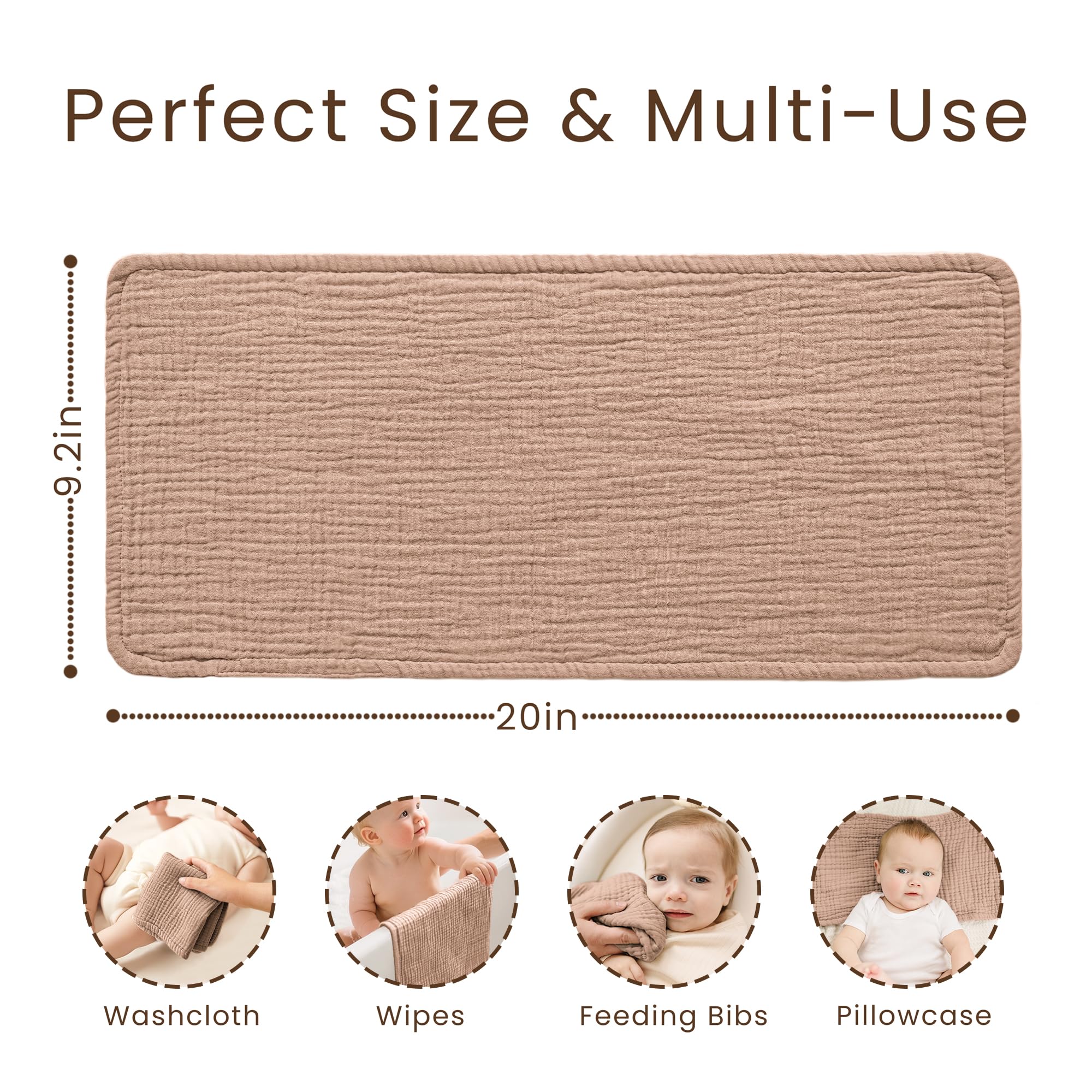 Konssy muslin burp cloths absorbent fabric highlighted for mess handling during feeds