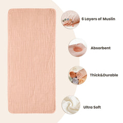 Konssy Muslin Burp Cloths, generous size provides shoulder coverage during spills.