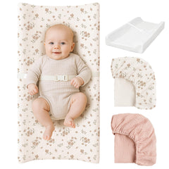 Konssy Muslin Changing Pad Blossom Pink on dresser shows a breathable, comfortable diaper surface.