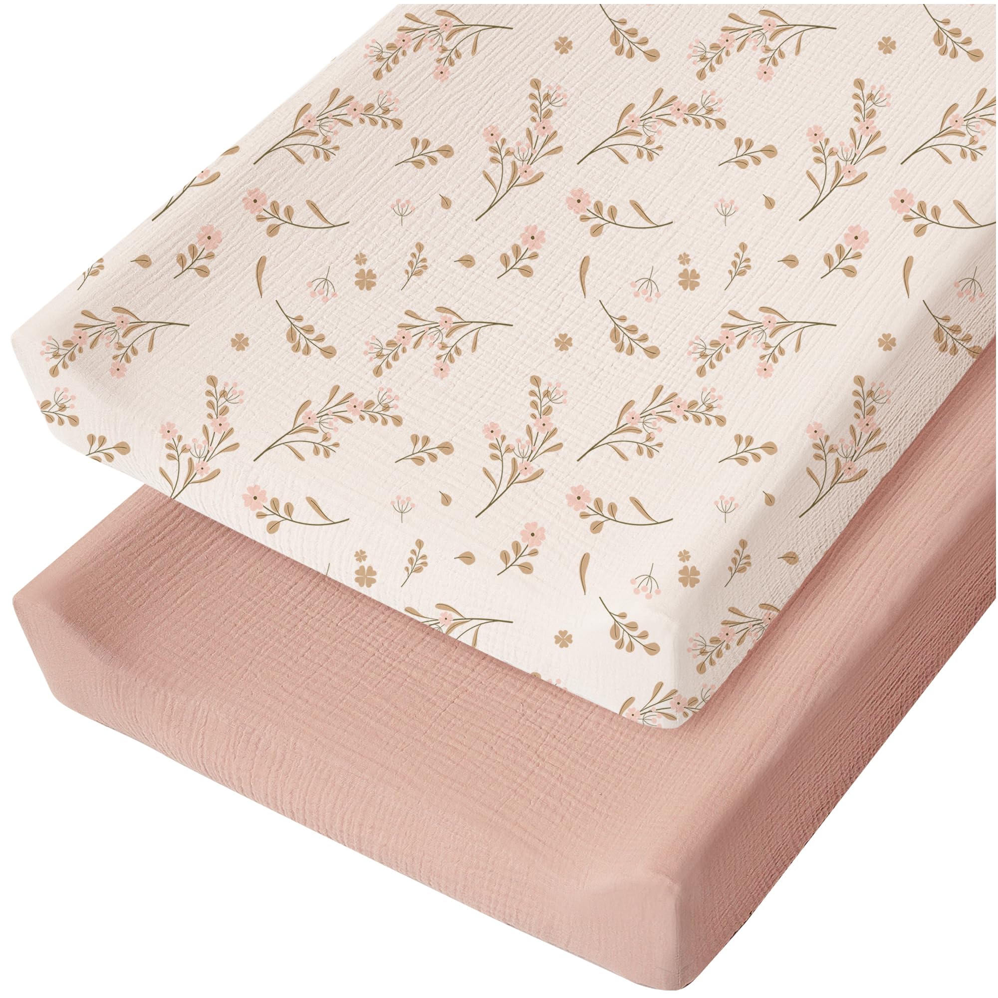 Konssy muslin changing pad cover close-up shows soft fabric for baby's comfort during changes