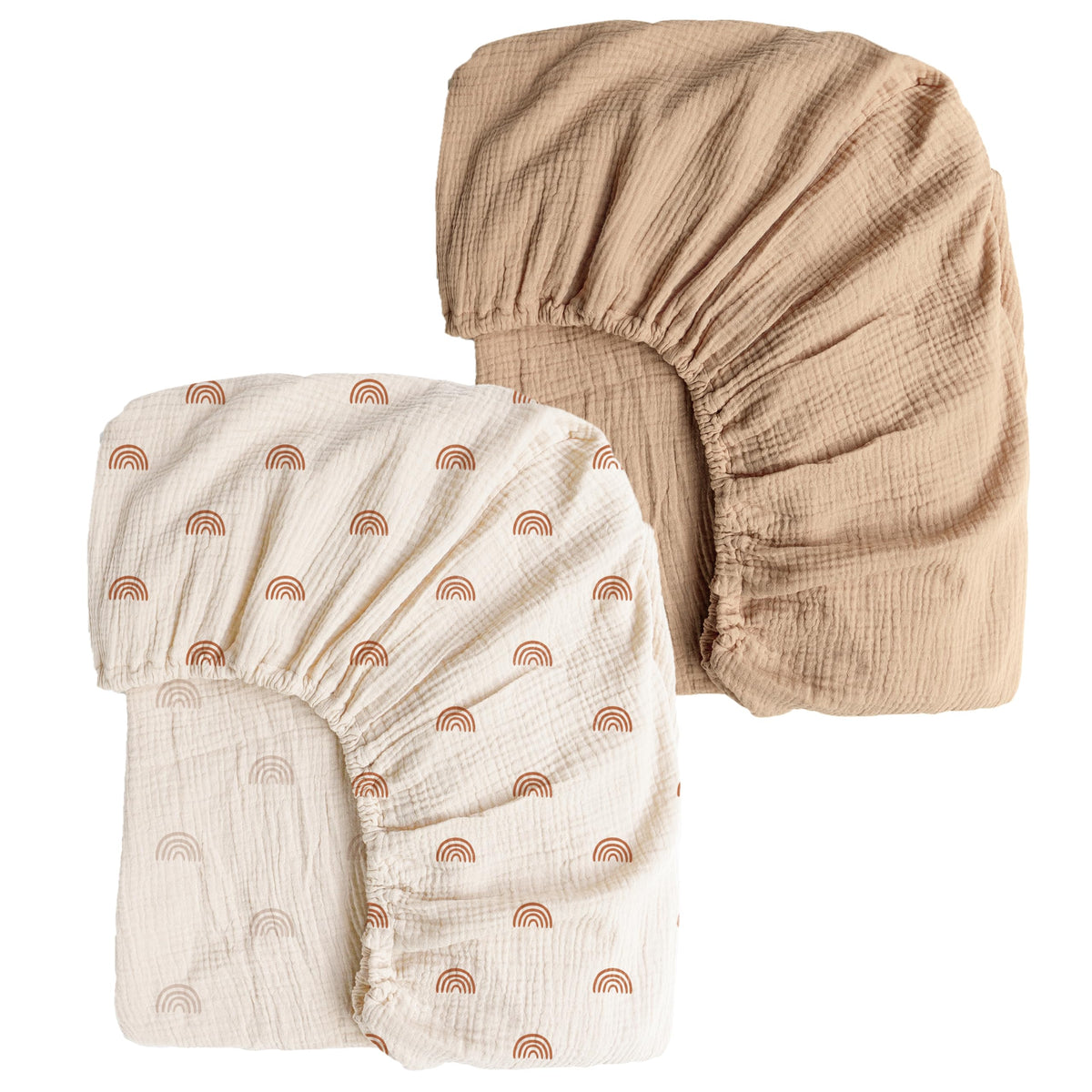 Konssy muslin crib sheet camel offers breathable softness for baby sleep