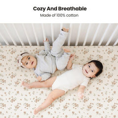 Konssy muslin crib sheets two-pack folded for compact storage and easy laundry.