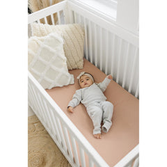 Konssy Muslin Crib Sheets 360-elastic-fit keeps sheet in place during baby moves.