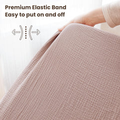 Konssy fitted crib sheet with 360-degree elastic securing snug fit