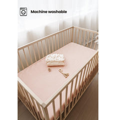 Konssy floral pink print crib sheet adds gentle nursery style