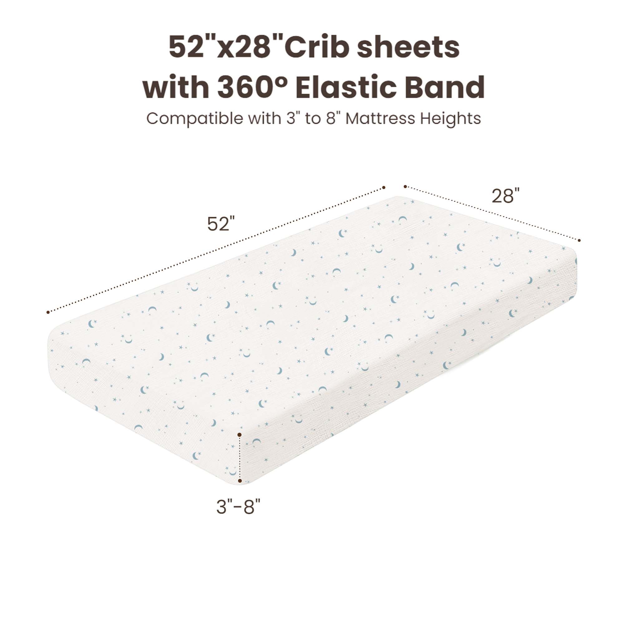 Konssy Muslin Crib Sheets Dreamfield Sky—unisex design complements any nursery theme.
