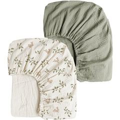 Konssy muslin crib sheets rabbit print on crib mattress for soft, breathable sleep.