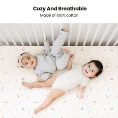 Konssy Muslin Crib Sheets with 360-degree elastic snug-fit for a secure crib