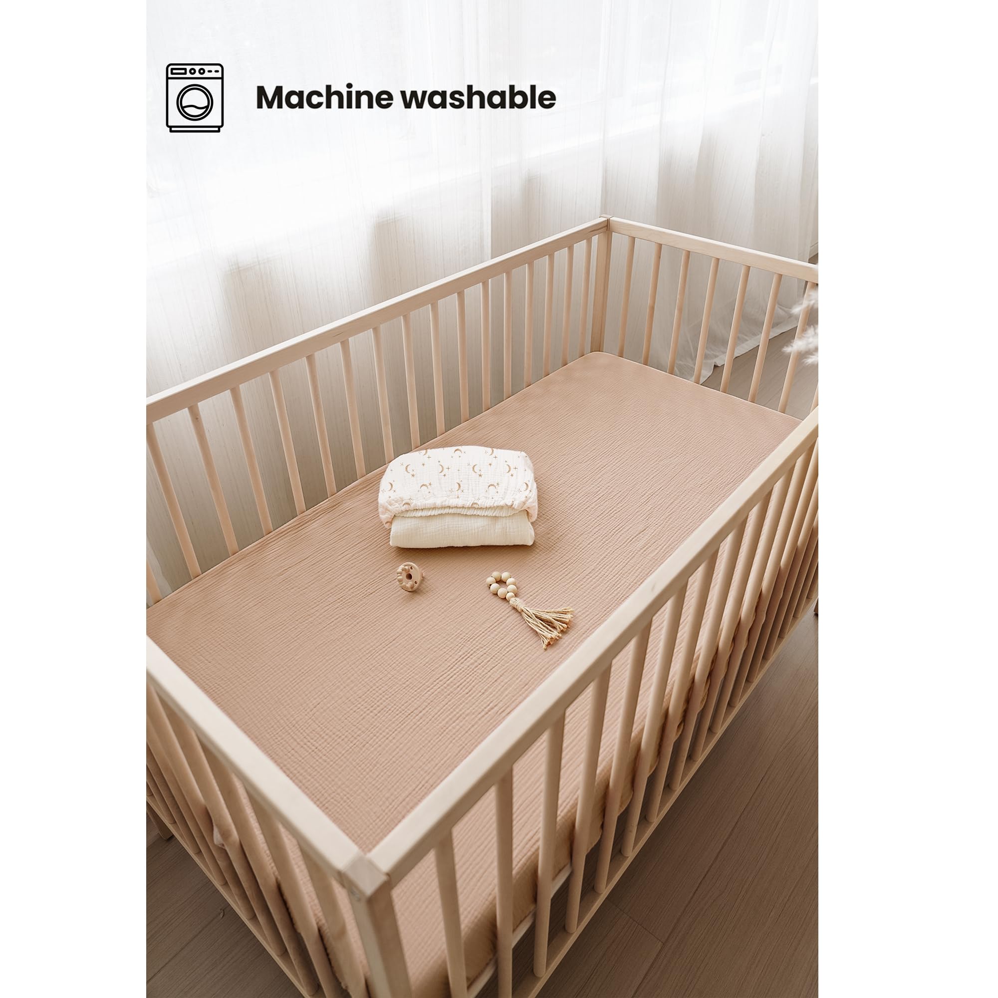 Konssy Muslin Crib Sheets soft-touch skin-friendly for gentle baby skin