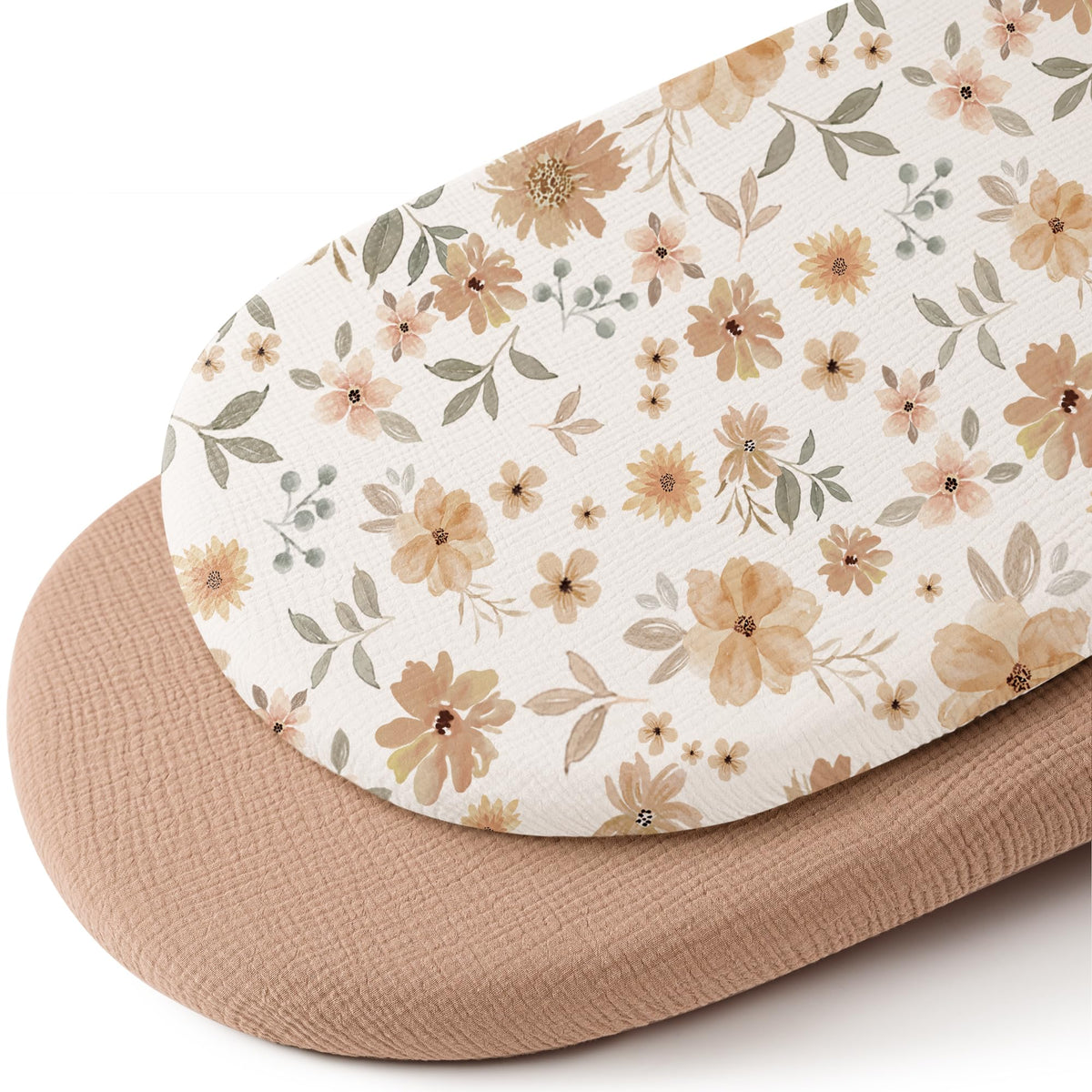 Konssy muslin fitted bassinet sheet oval 33x17 for breathable comfort