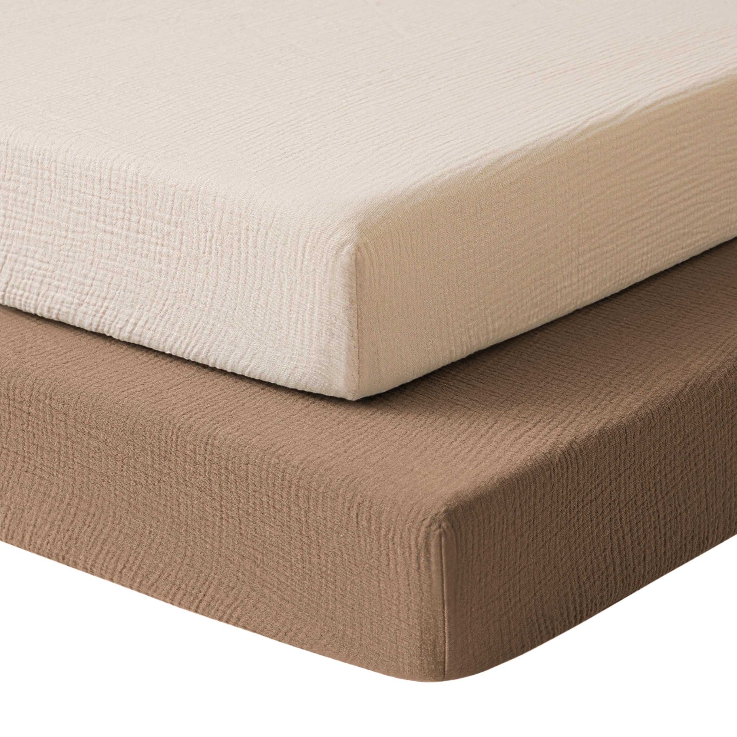 Konssy muslin mini-crib-sheets fitted for naps with snug softness