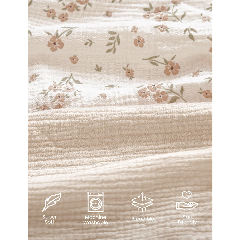 Konssy muslin mini crib sheets provide snug, secure fit for safe rest and play.