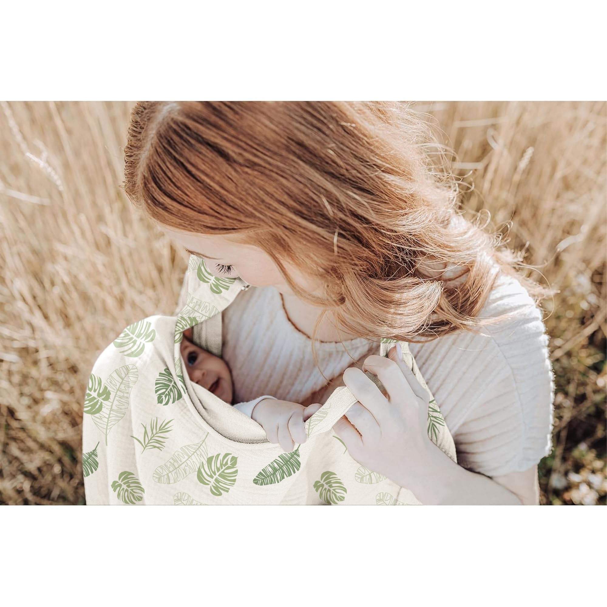 Konssy nursing cover - 100% cotton muslin close-up shows soft, skin-friendly texture.