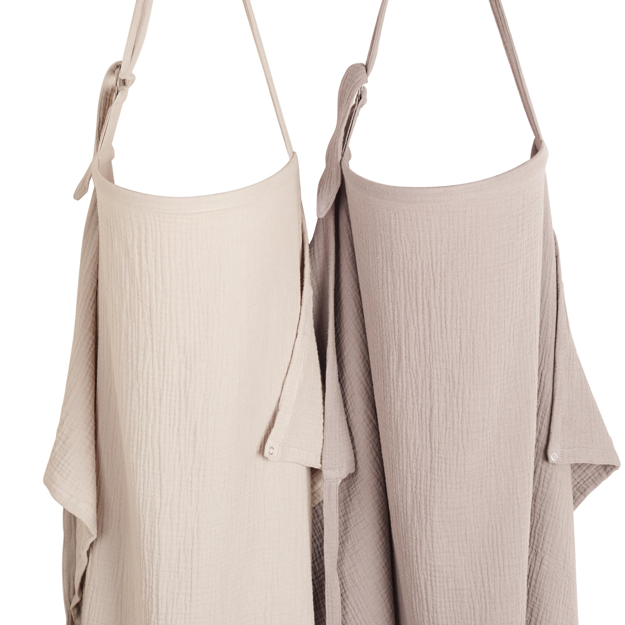 Konssy nursing cover with rigid hoop enables eye contact during feeding.