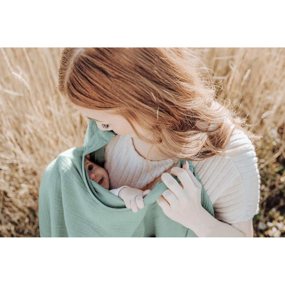 Konssy nursing cover adjustable-neckband enables you to see baby while feeding.