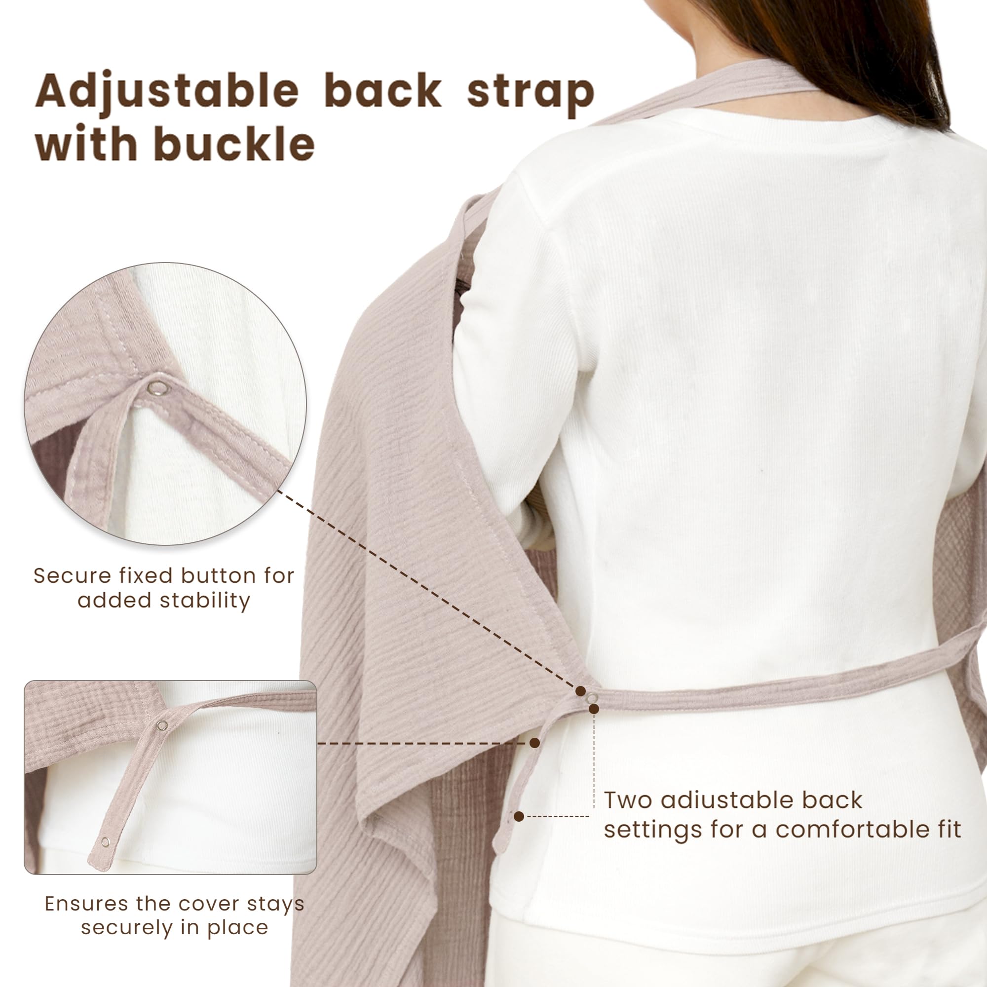 Konssy muslin nursing cover with adjustable neckline for snug fit