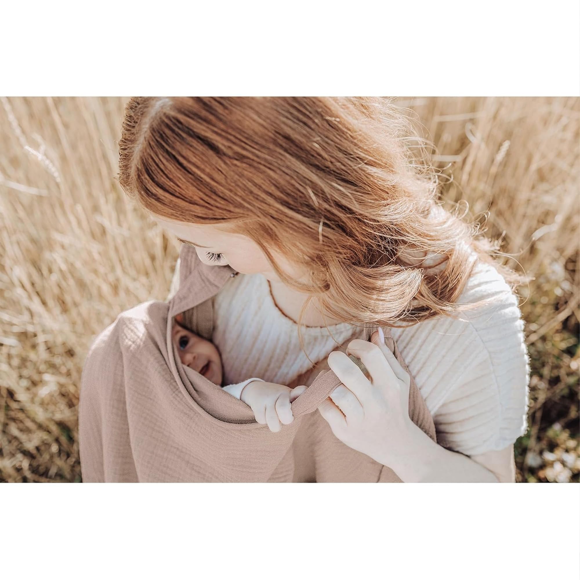 Konssy nursing cover showing neck area for comfortable baby viewing