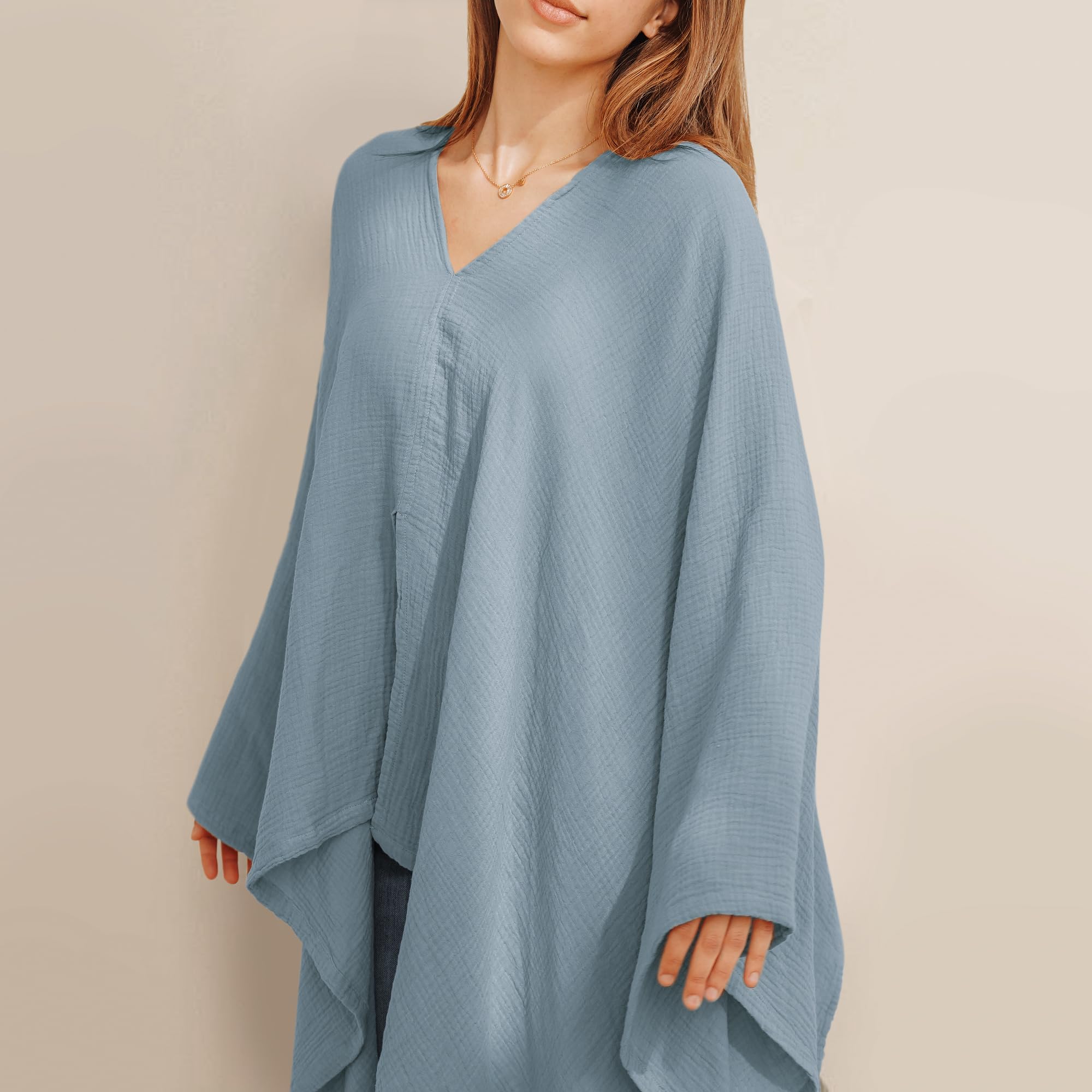 Konssy Muslin Nursing Cover blue design adds a stylish and versatile look.