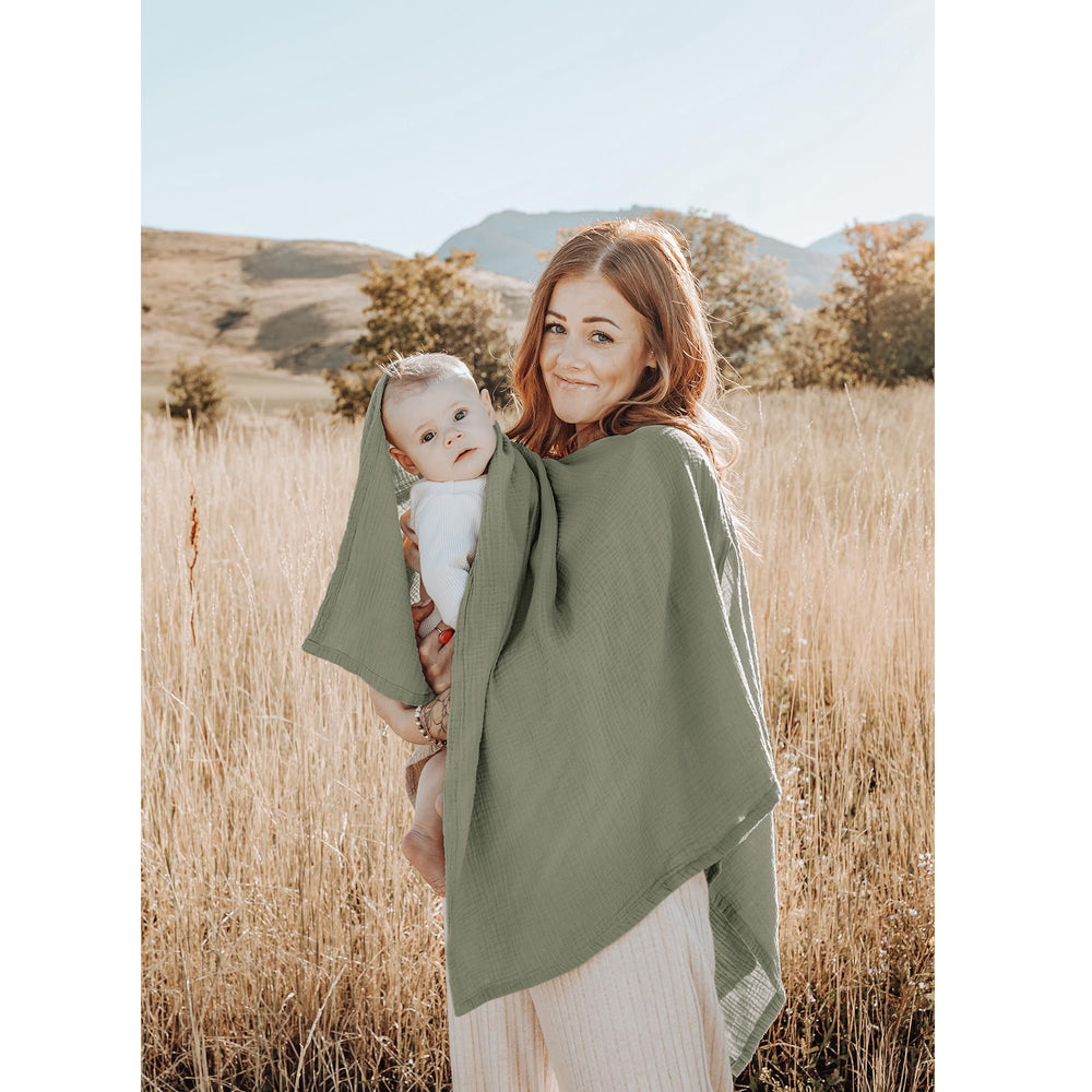 Konssy breathable 100% cotton nursing cover showcasing soft muslin texture for comfort