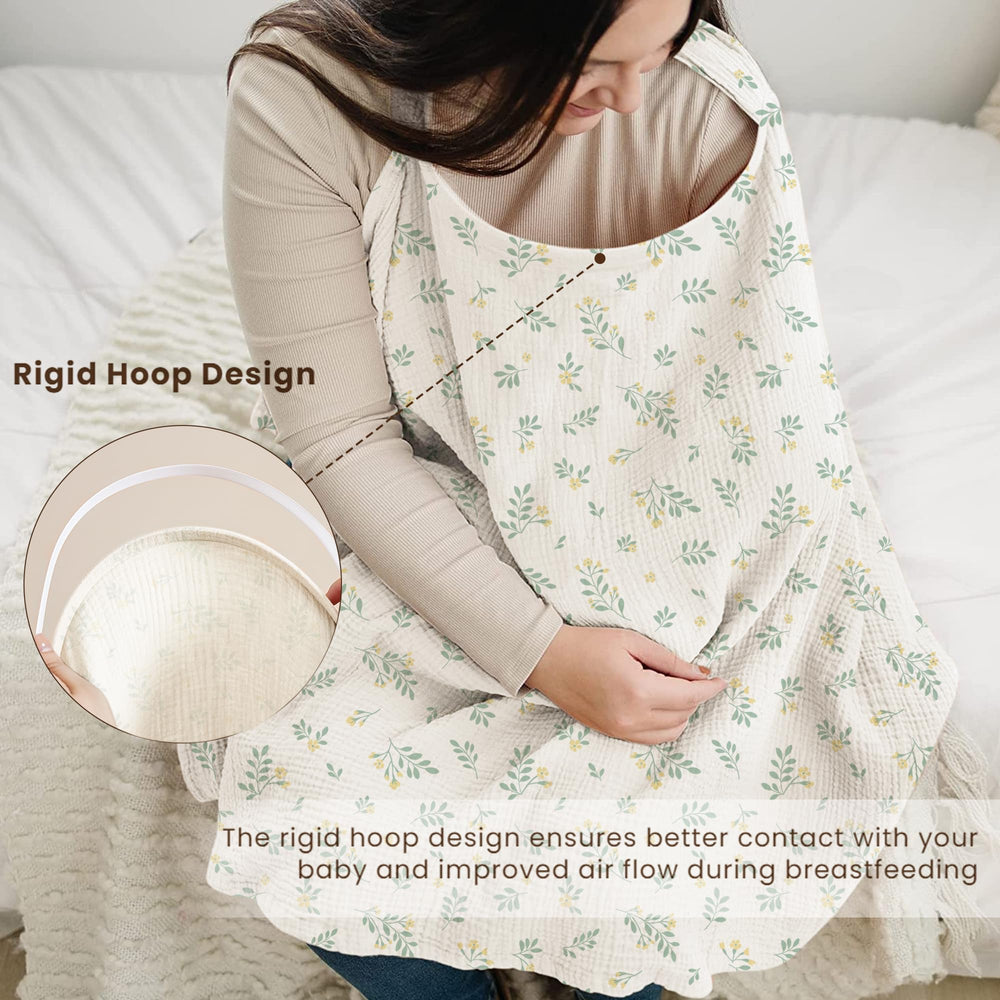 Konssy Muslin Nursing Cover Breathable Cotton highlights skin-friendly touch and cooling comfort.
