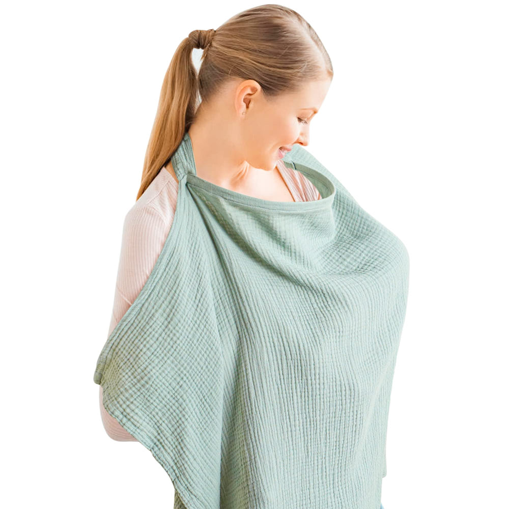 Konssy Muslin Nursing Cover with breathable fabric keeps you cool while nursing.