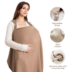 Konssy nursing cover brown fabric texture showcases lightweight privacy while nursing.