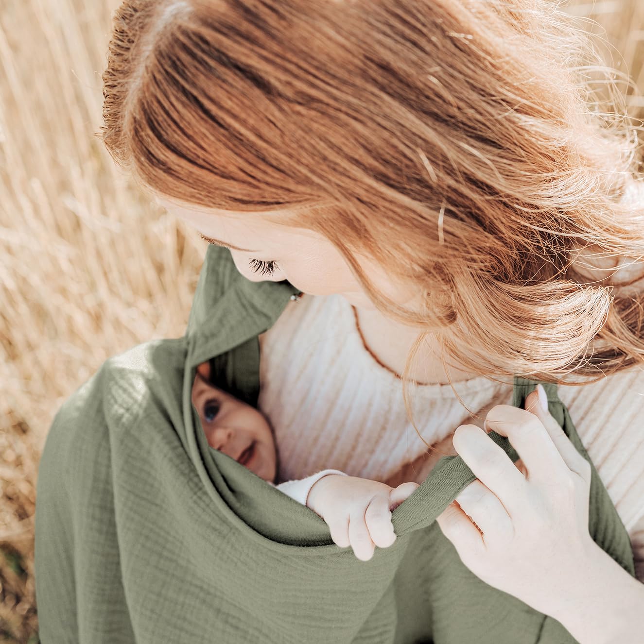 Konssy-muslin-nursing-cover-car-seat-cover doubles as a protective car-seat canopy.