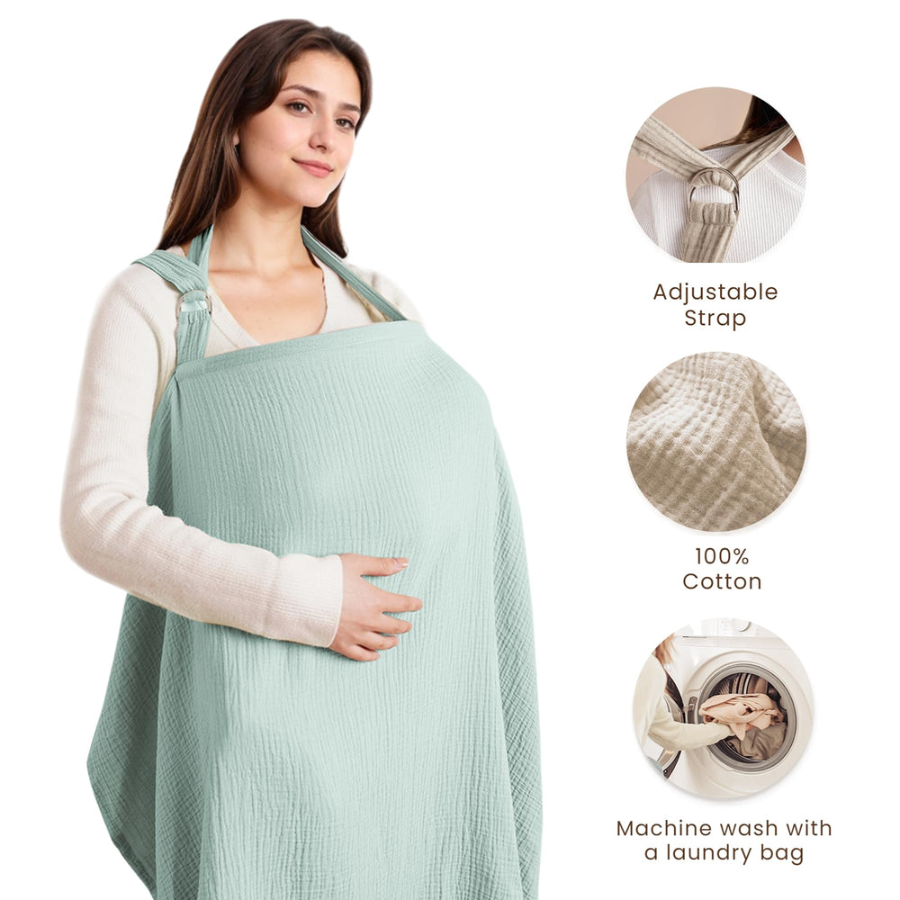 Konssy nursing cover in green color offers private feeding in public spaces.