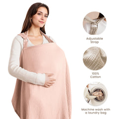 Konssy muslin nursing cover pink with breathable cotton soft touch for comfortable feeds