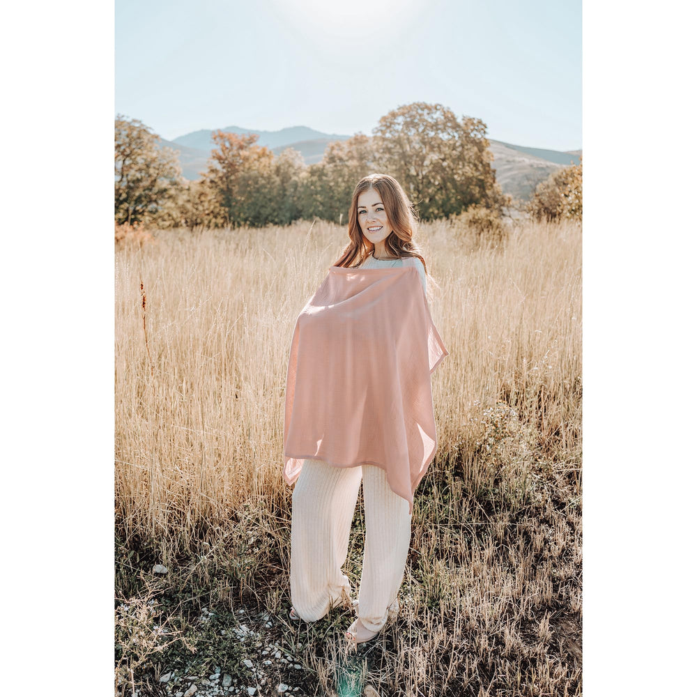 Konssy nursing cover pink used for private breastfeeding moments