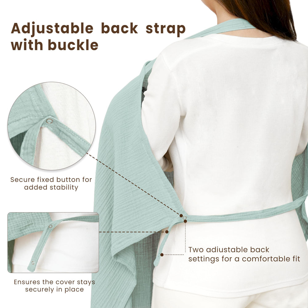 Konssy Muslin nursing cover provides private feeding and air circulation in public.