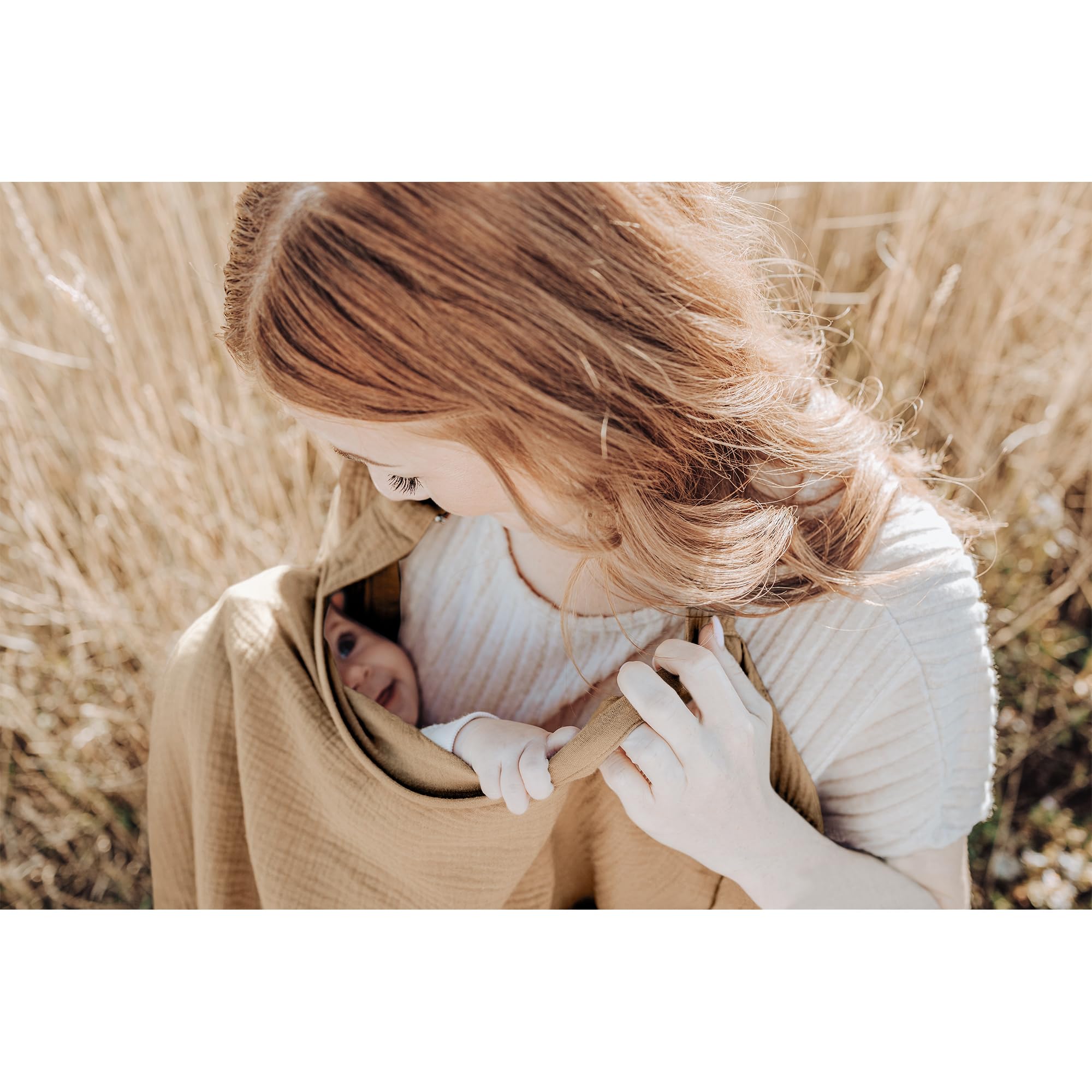 Konssy Muslin Nursing Cover capturing a private feeding moment in public