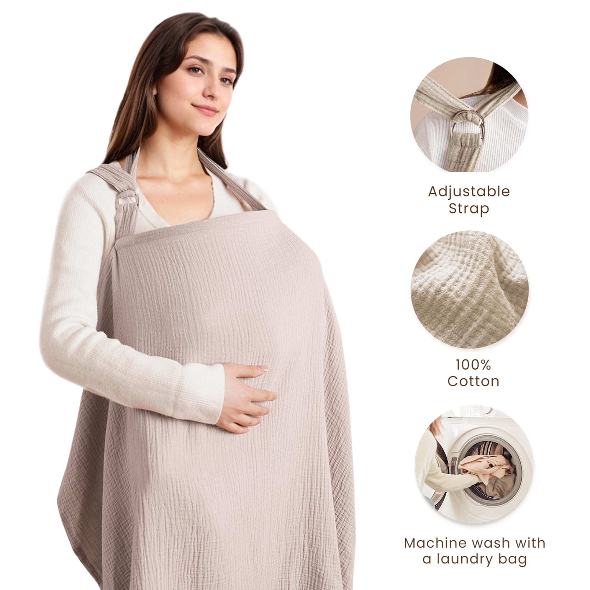 Konssy nursing cover with rigid hoop for easy baby visibility and airflow