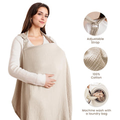 Konssy Muslin Nursing Cover with rigid hoop closeup showing breathable design and easy baby eye contact.