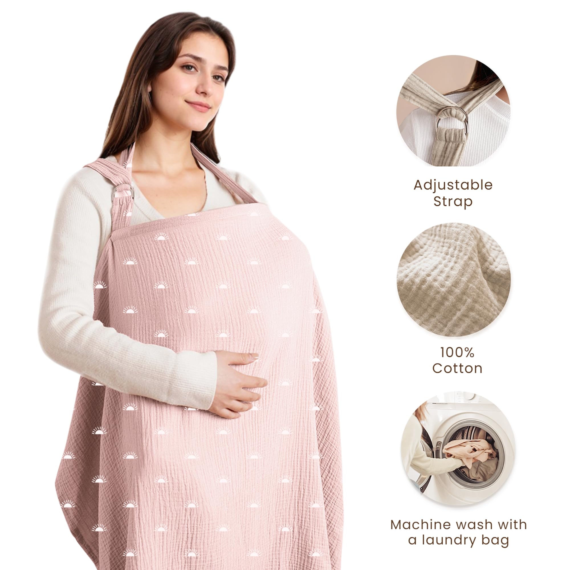 Konssy nursing cover with rigid hoop maintains shape for easy viewing