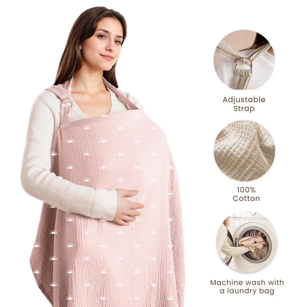 Konssy nursing cover with rigid hoop maintains shape for easy viewing