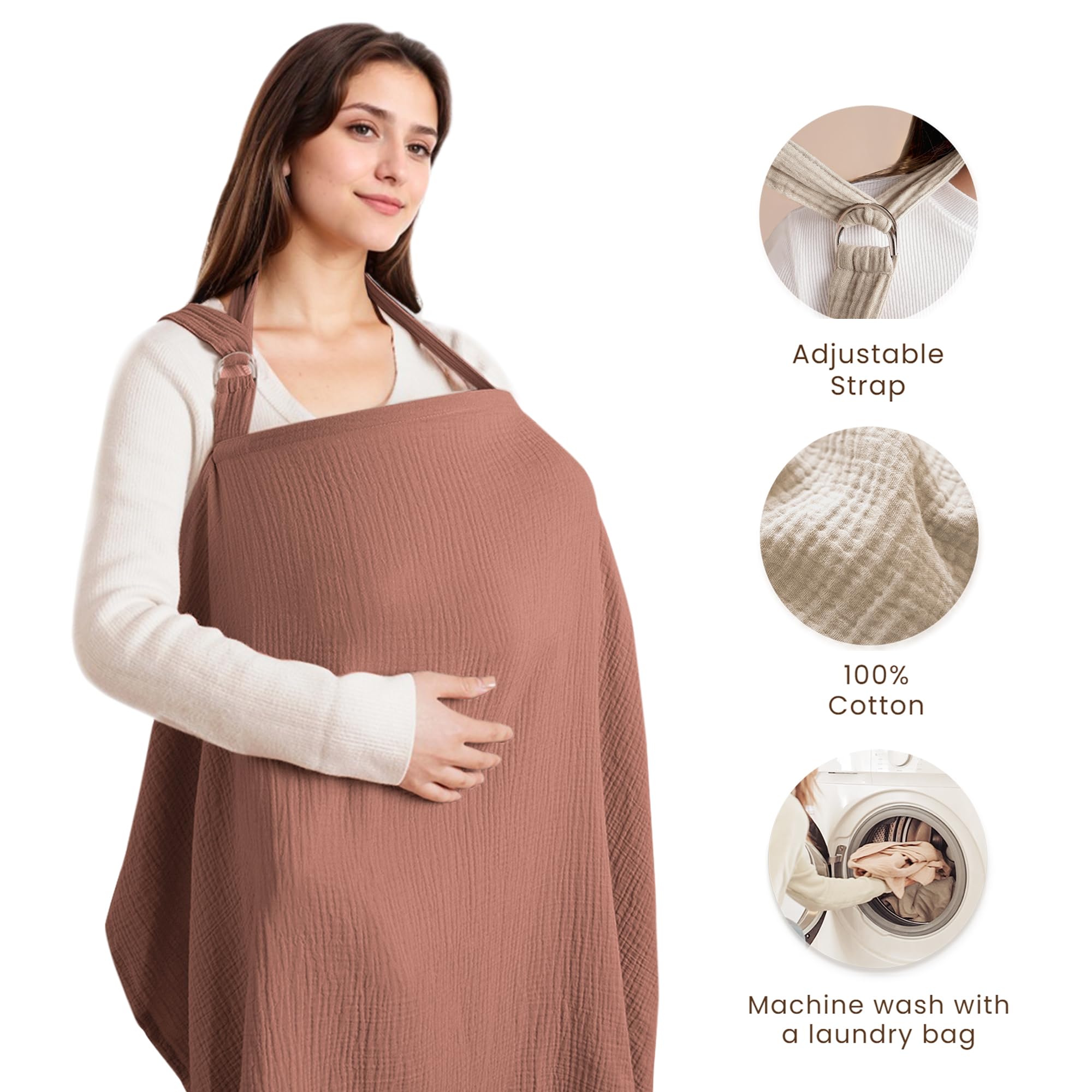 Konssy nursing cover with rigid hoop for clear baby contact and ventilation