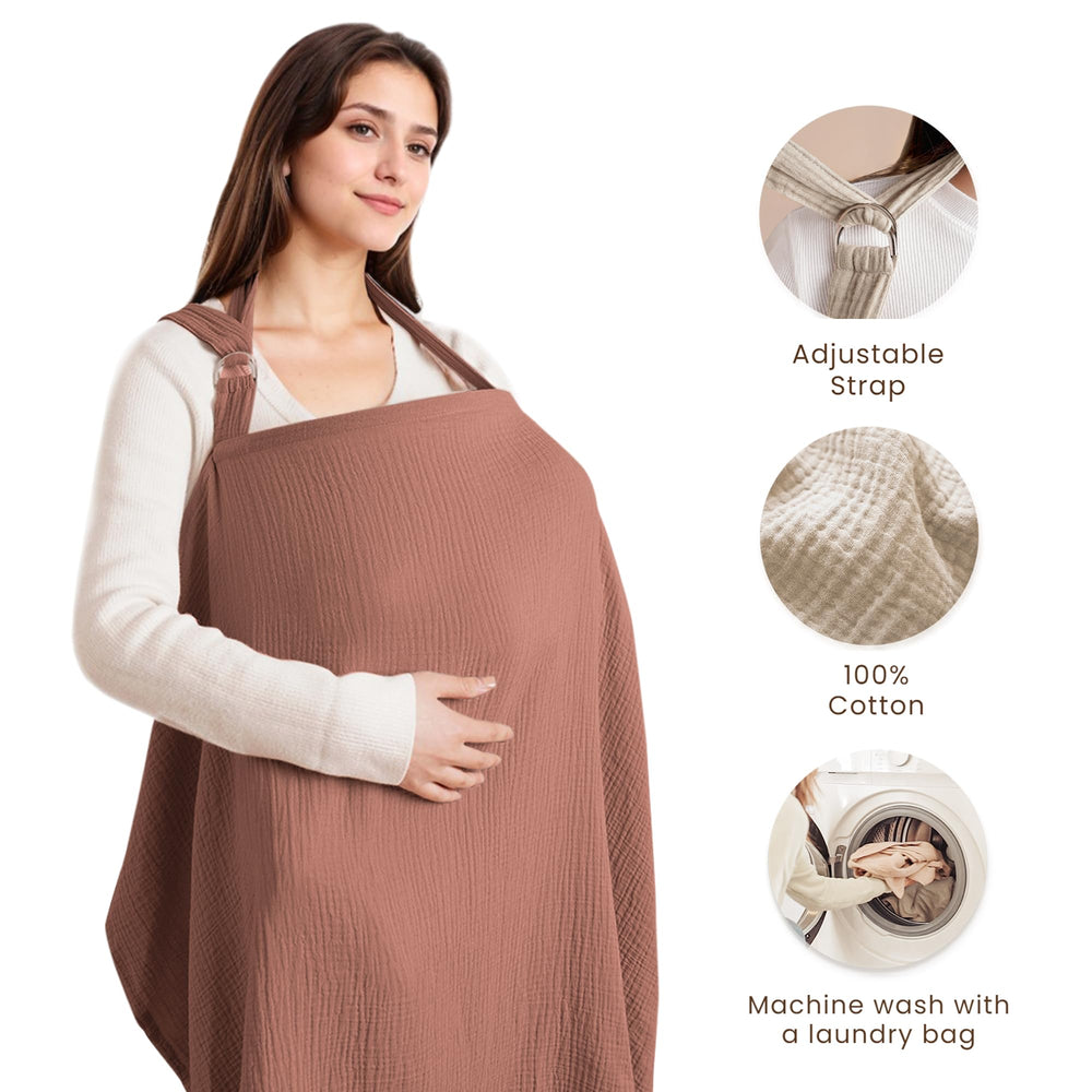 Konssy nursing cover with rigid hoop for clear baby contact and ventilation