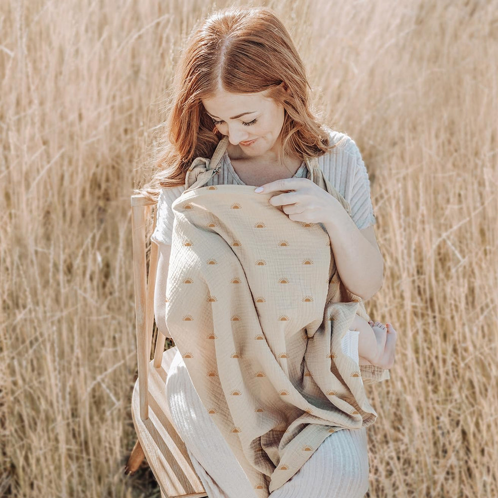 Konssy sun-color nursing cover adds stylish everyday look.